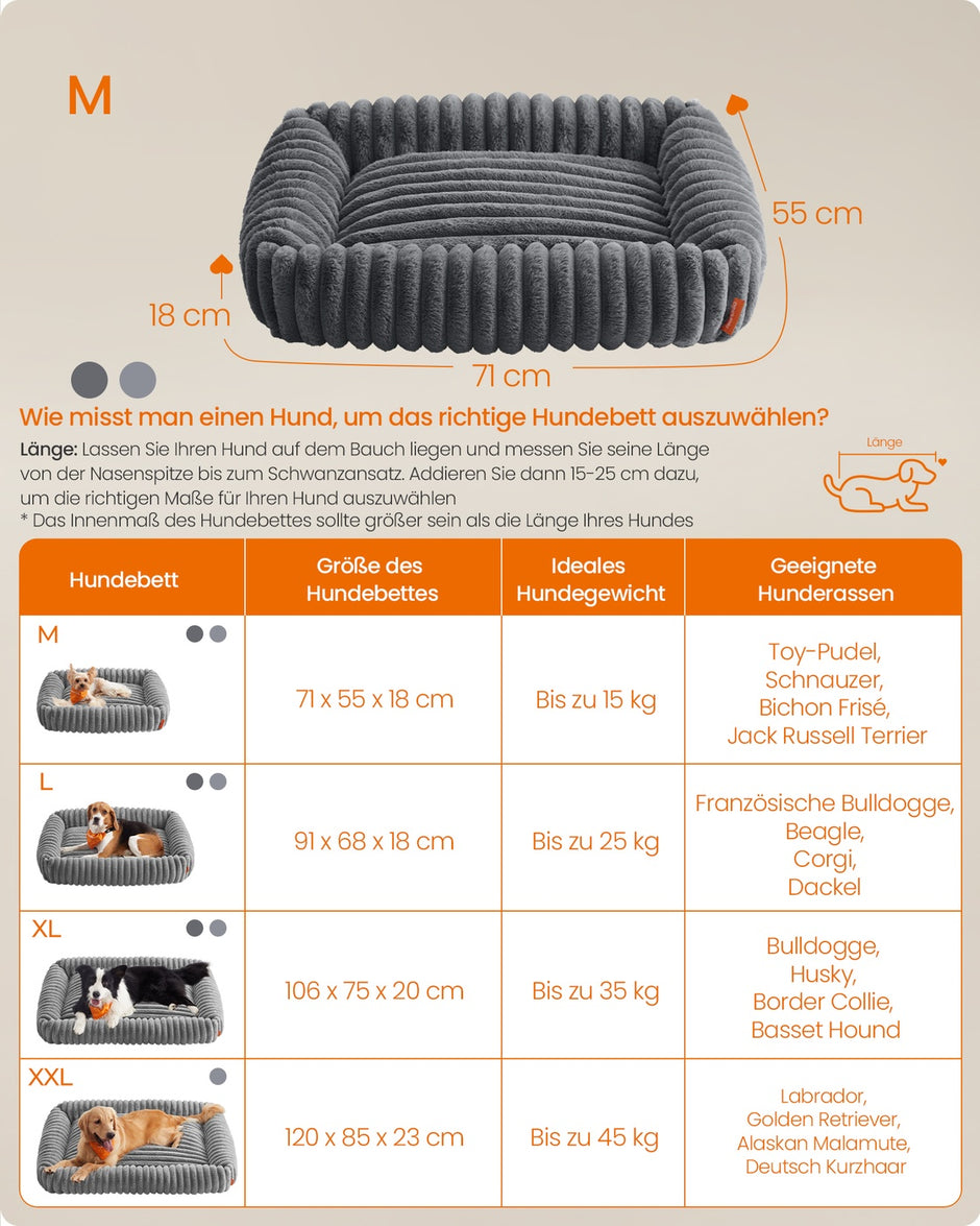 Orthopedische Hondenmat - 71 x 55 cm - Wasbaar - Zacht Pluche - Loodgrijs