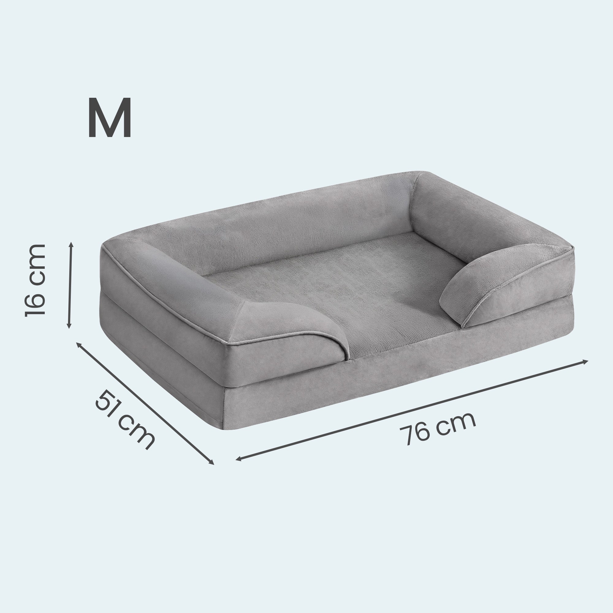 Hondenmand - Orthopedisch en Wasbaar - Met Verhoogde Randen - Lichtgrijs - 76 x 51 x 16 cm