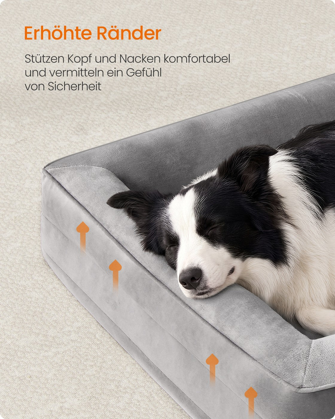 Orthopedisch Hondenbed - 104 x 69 cm - Verhoogde Rand - Wasbare Hoes - Duifgrijs