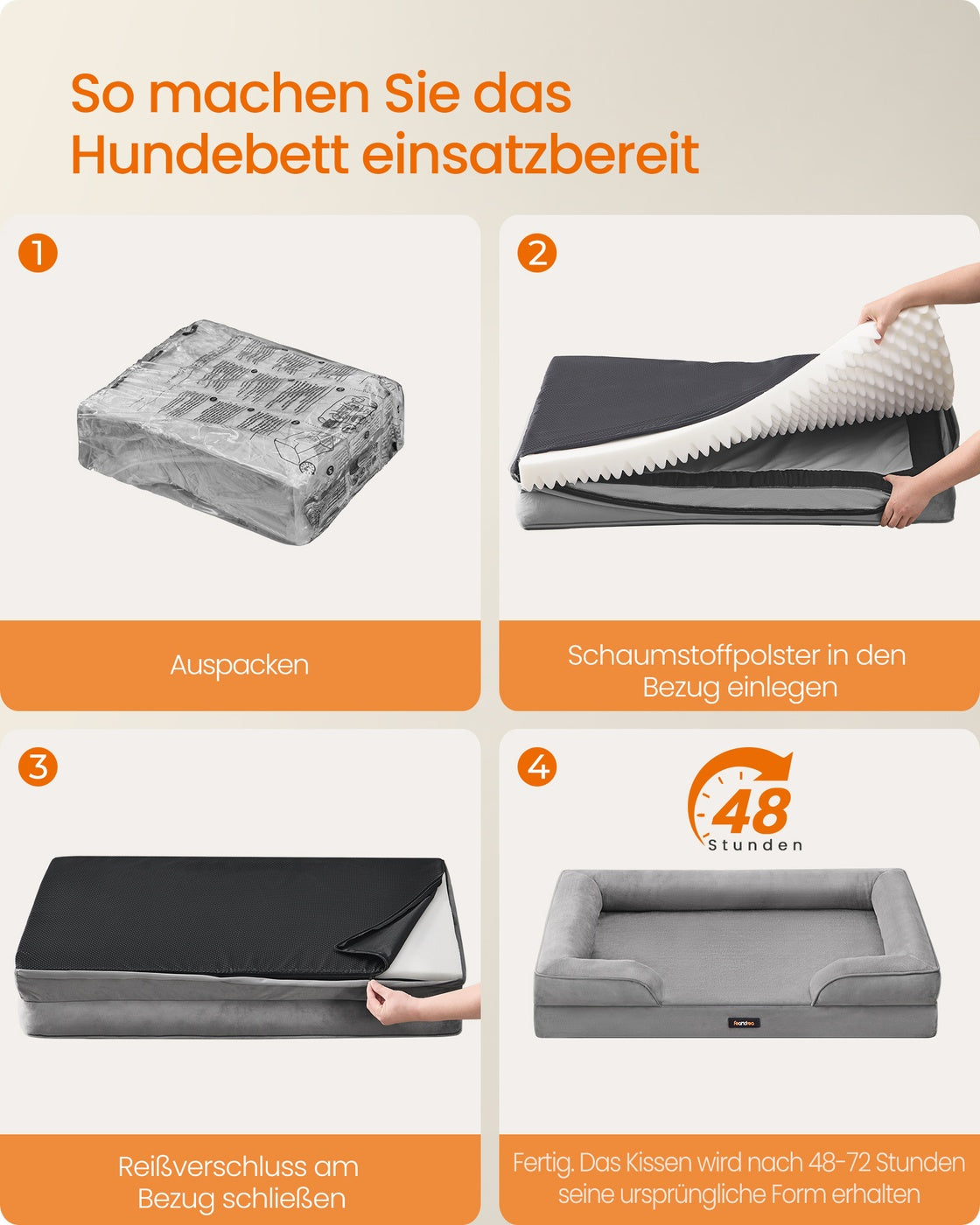 Orthopedisch Hondenbed - 104 x 69 cm - Verhoogde Rand - Wasbare Hoes - Duifgrijs