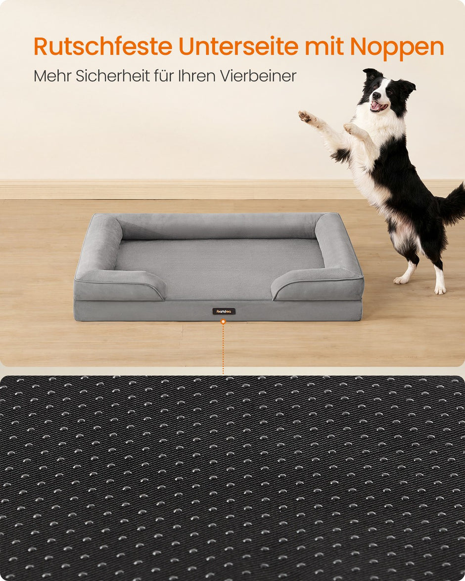 Orthopedisch Hondenbed - 104 x 69 cm - Verhoogde Rand - Wasbare Hoes - Duifgrijs