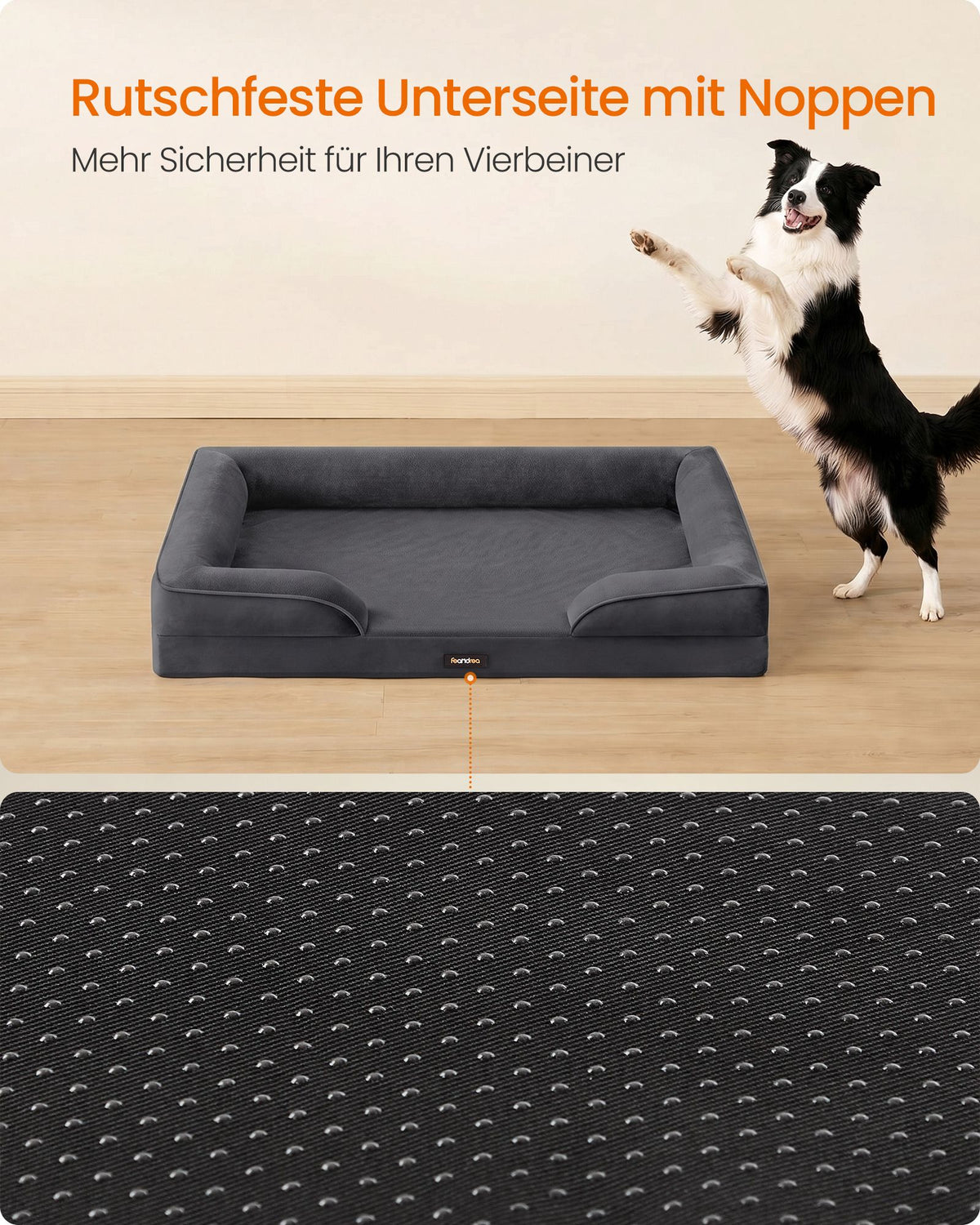 Hondenmand - Orthopedisch en Wasbaar - Met Verhoogde Randen - Leigrijs - 104 x 69 x 17 cm