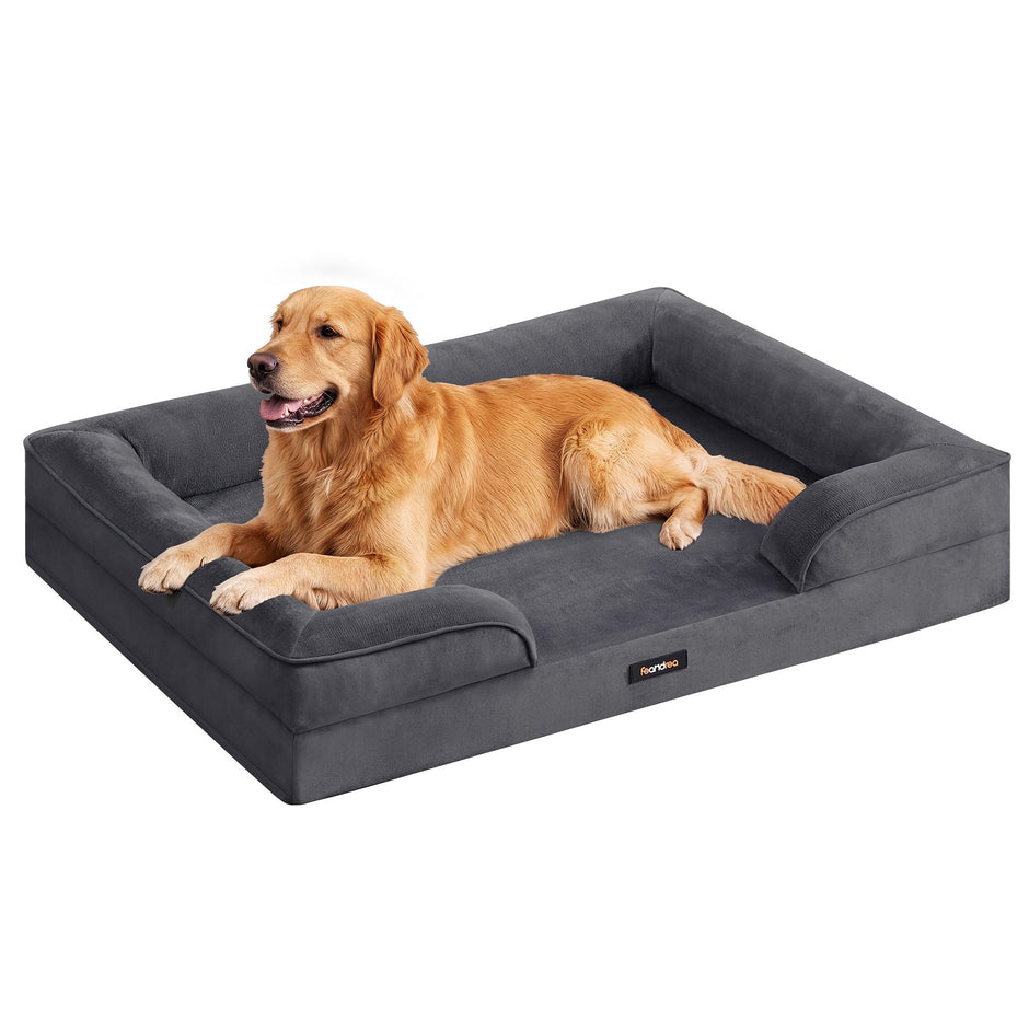 Hondenmand - Orthopedisch en Wasbaar - Met Verhoogde Randen - Loodgrijs - 112 x 81 x 17 cm