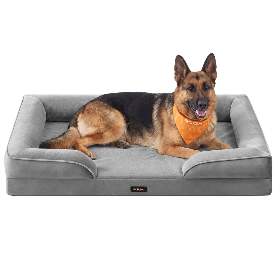 Orthopedisch Hondenbed - 122 x 85 cm - Verhoogde Rand - Wasbare Hoes - Duifgrijs