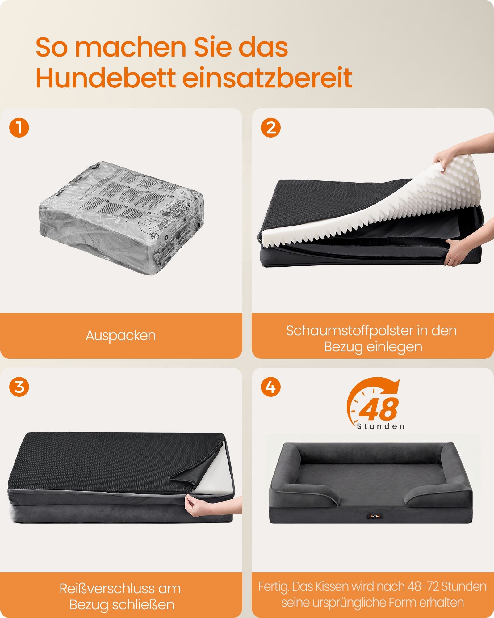 Hondenmand - Orthopedisch en Wasbaar - Met Verhoogde Randen - Donkergrijs - 122 x 85 x 17 cm