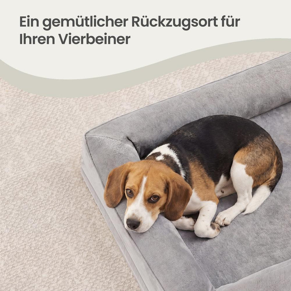 Orthopedisch Hondenbed - Maat L - Verhoogde Rand - Wasbare Hoes - Lichtgrijs