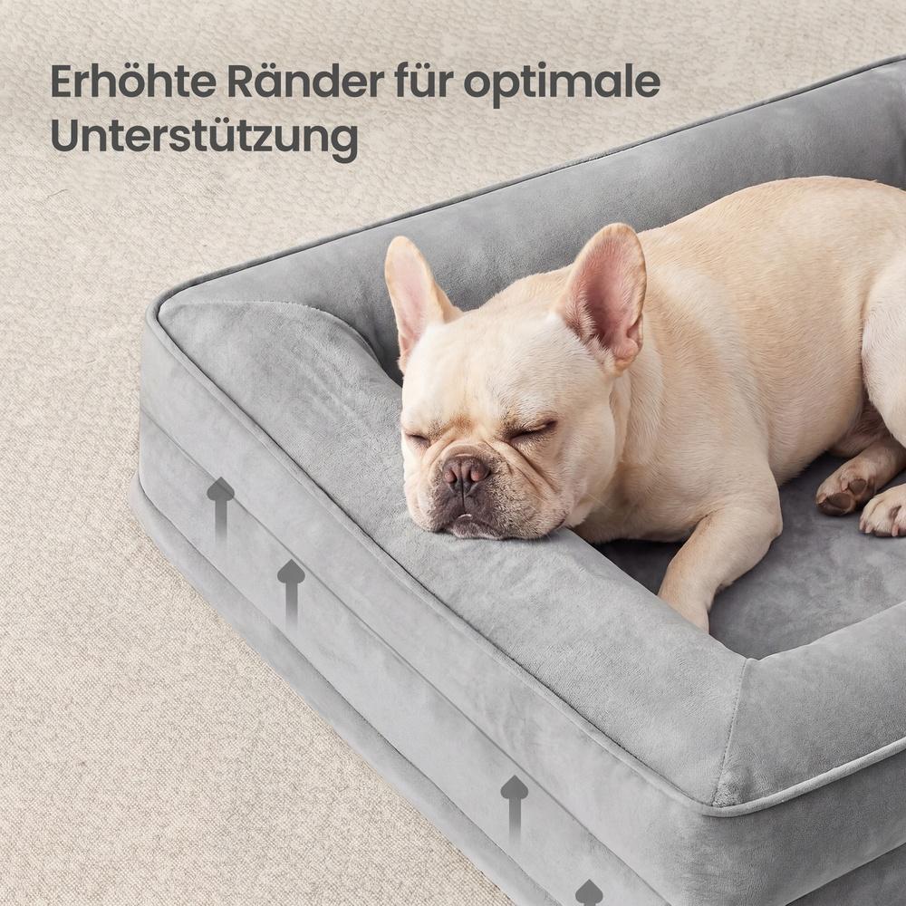 Orthopedisch Hondenbed - Maat L - Verhoogde Rand - Wasbare Hoes - Lichtgrijs