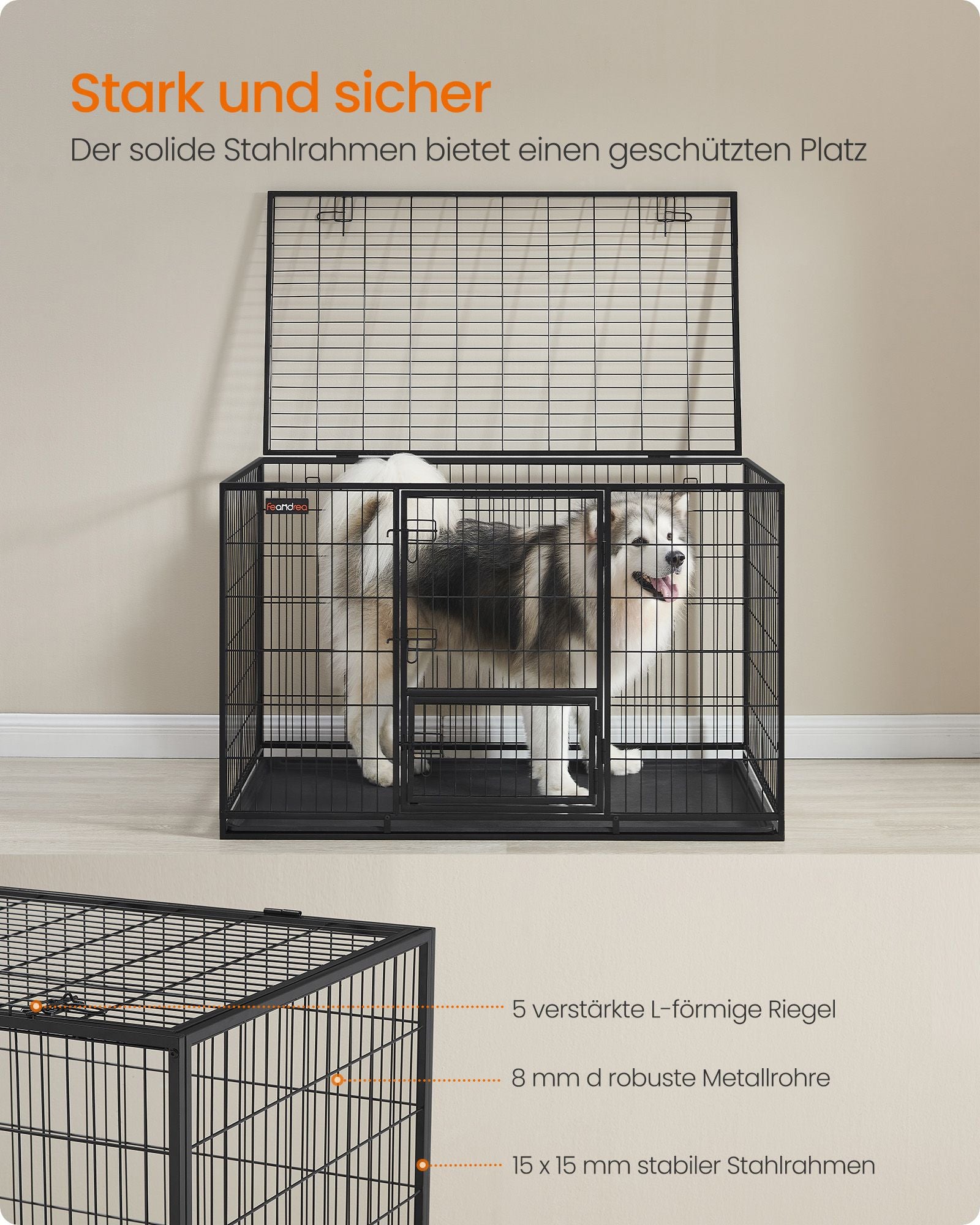 Hundbur – Stål – Heavy duty – bläcksvart