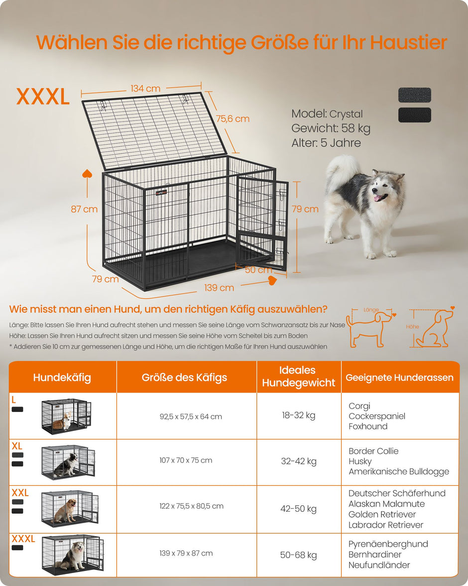 Hundbur – Stål – Heavy duty – bläcksvart