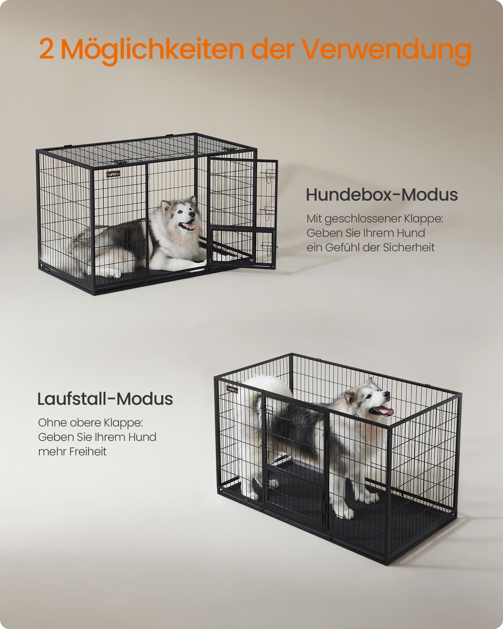 Tung hundbur - 139 × 79 × 87 cm - bläck svart