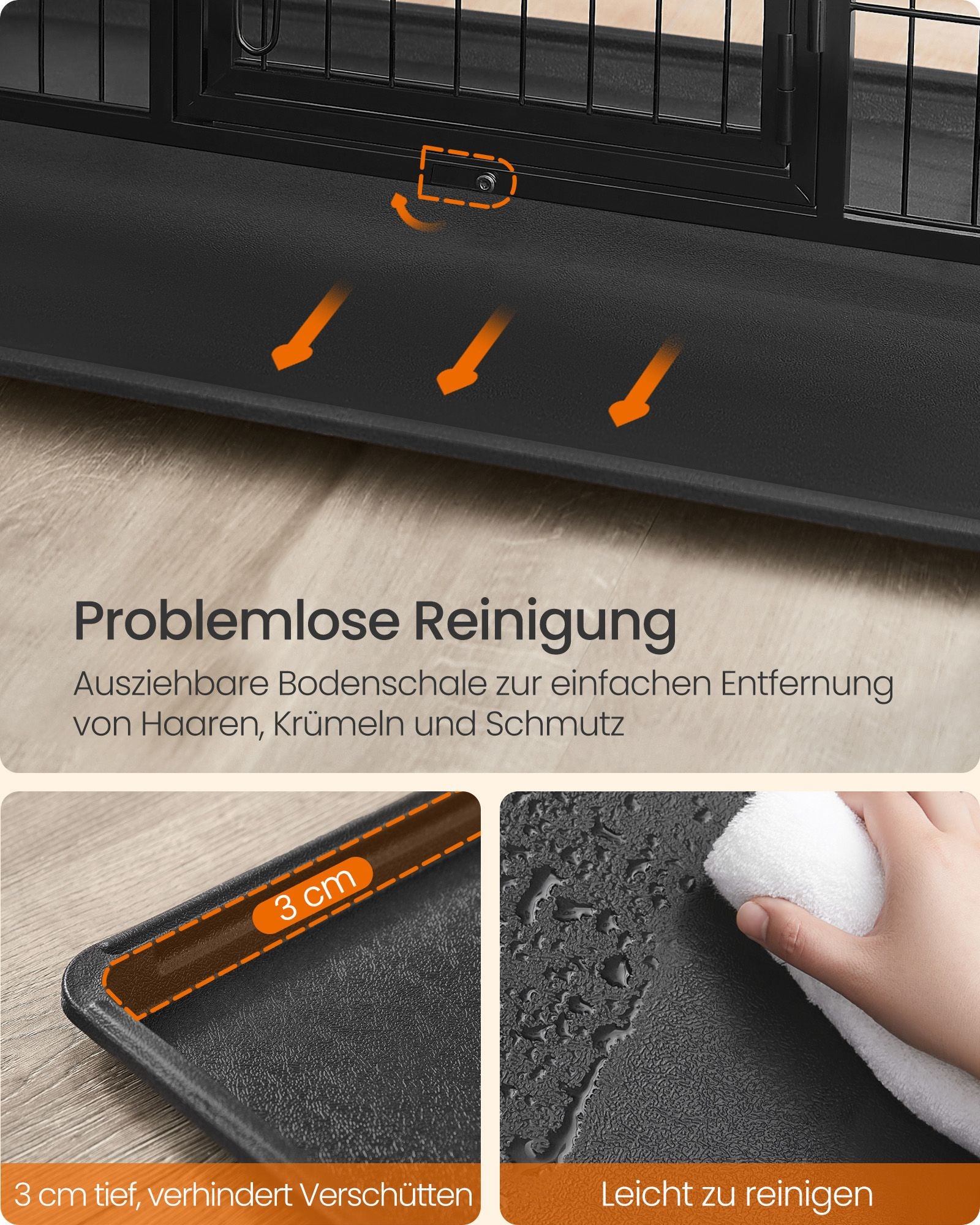 Tung hundbur - 139 × 79 × 87 cm - bläck svart