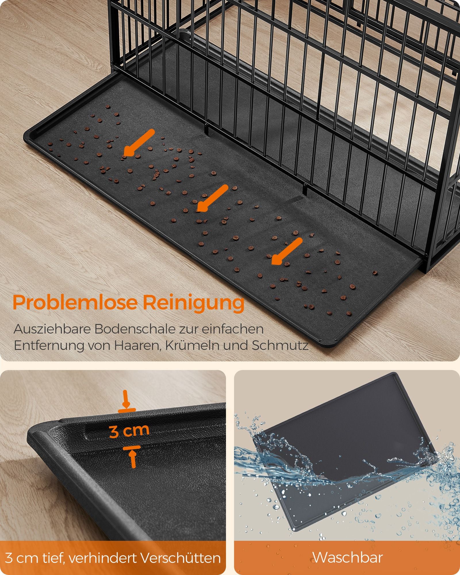 Hundbur 122 x 75 x 80 cm med avtagbar bottenlåda