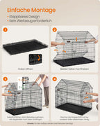 Hundbur – Vikbar – Dubbeldörr – För stora hundar