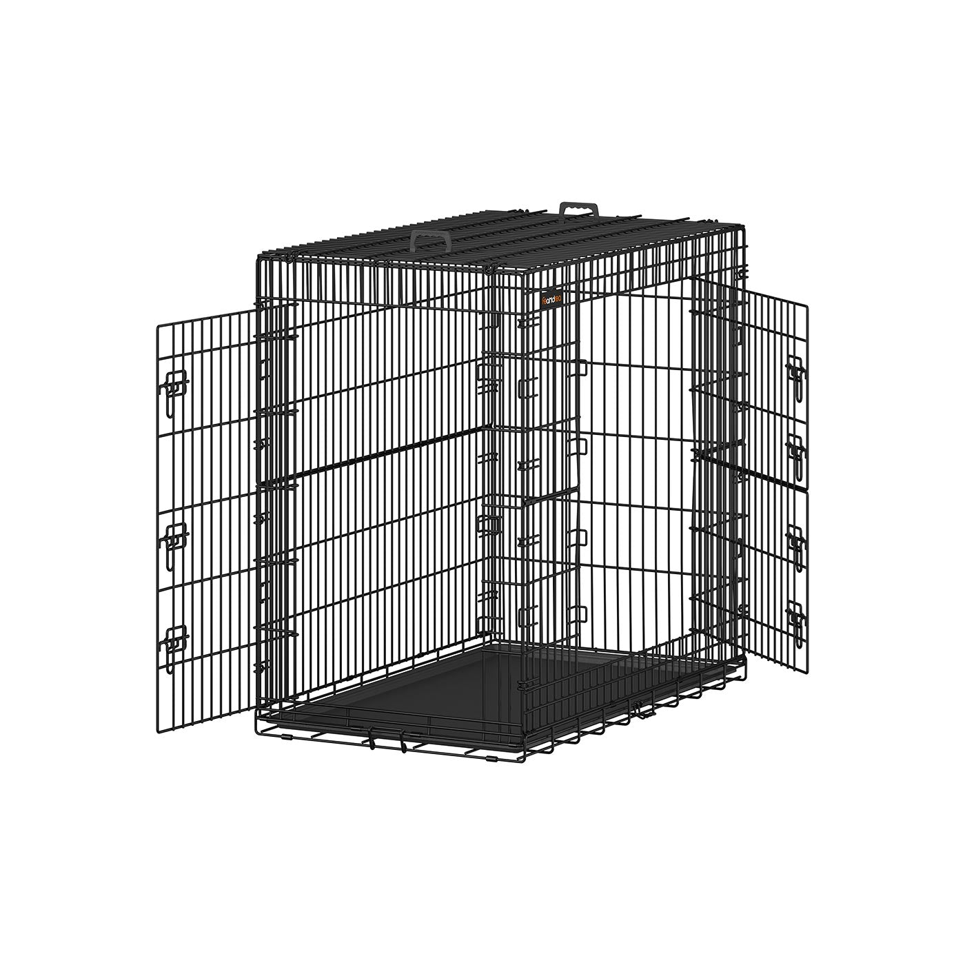 Vikbar hundbur med 2 dörrar och plastfack