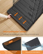 Vikbar hundbur med 2 dörrar och plastfack