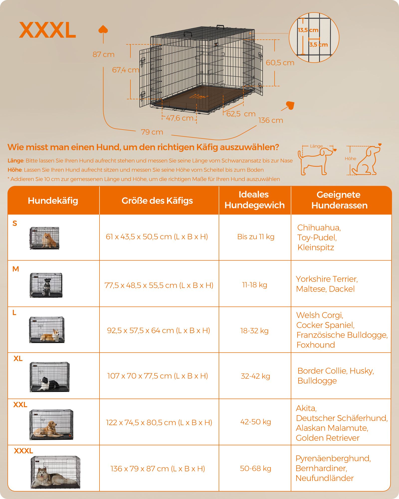 Vikbar hundbur - med dörrar och plastskala