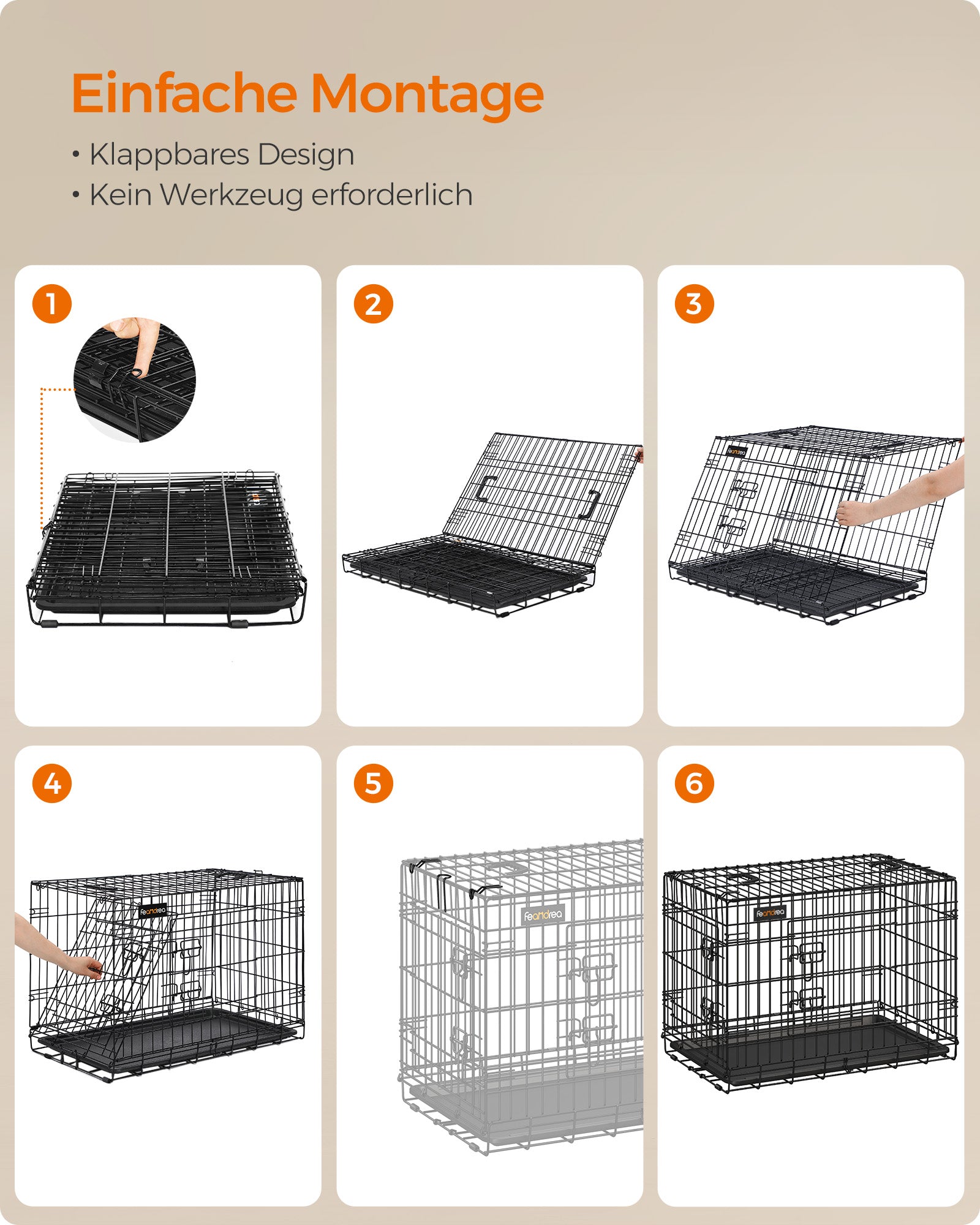 Vikbar hundbur - med dörrar och plastskala