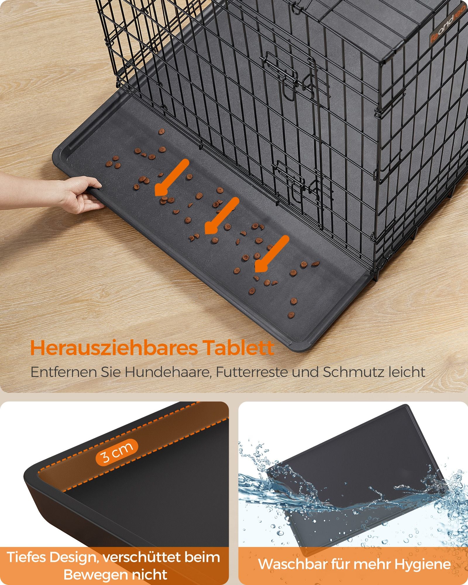 Vikbar hundbur - med dörrar och plastskala