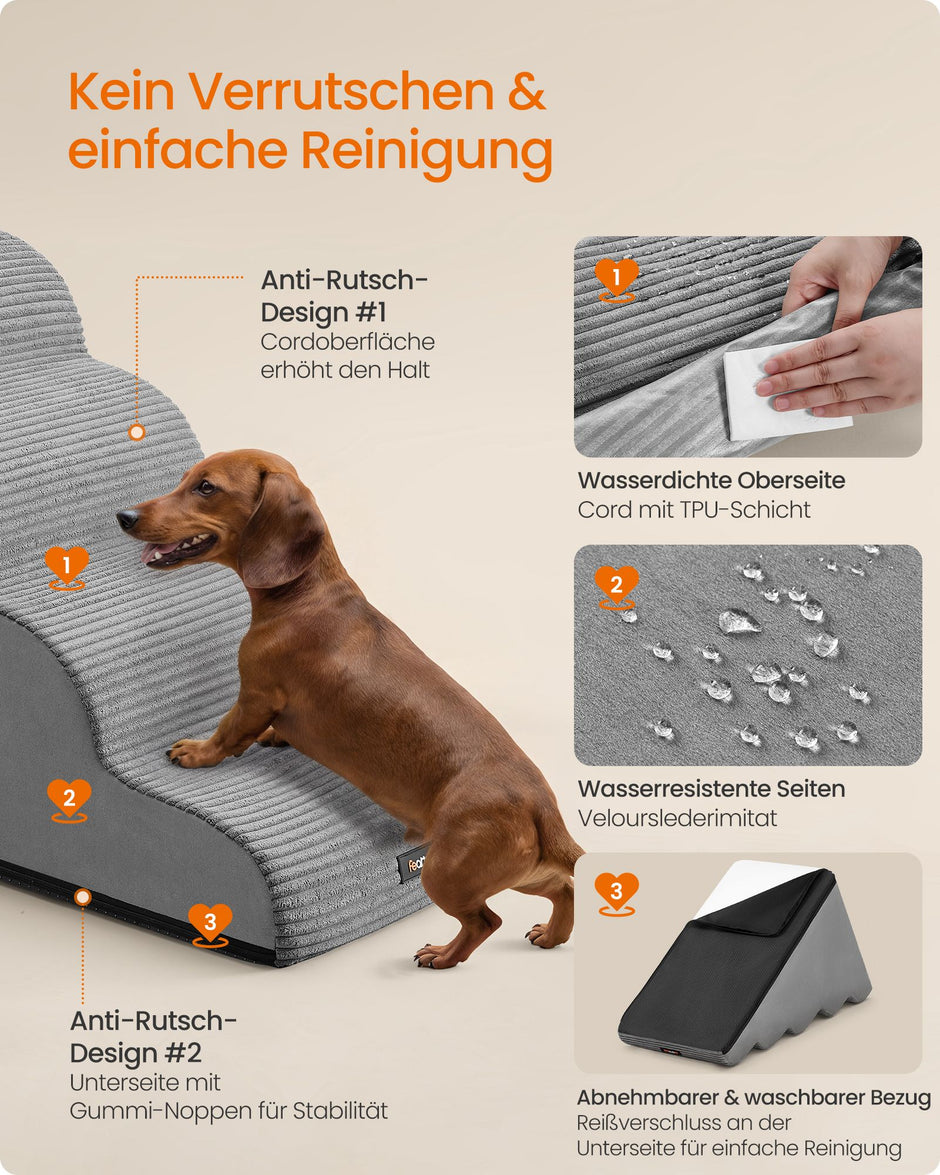 Hondentrap - Met Antislip Treden - Voor Kleine Honden - Duifgrijs - 84 x 40 x 58 cm