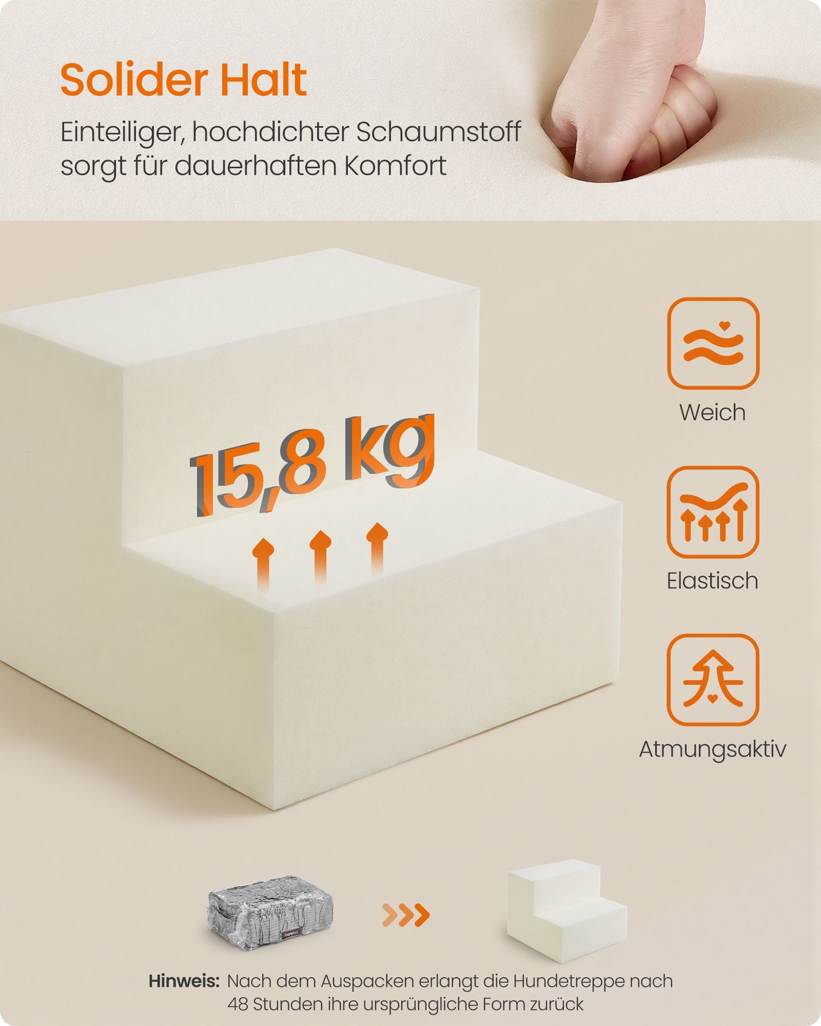 Hondentrap - Met Antislip Treden - Voor Kleine Honden - Rustig grijs - 30 x 38 x 28 cm