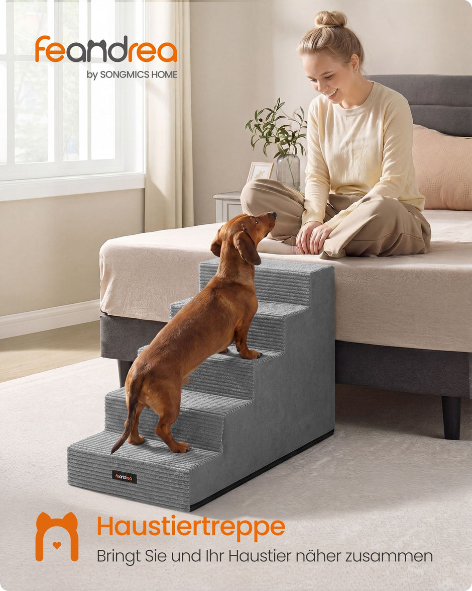 Hondentrap - Met Antislip Treden - Voor Kleine Honden - Grijs - 76 x 40 x 57 cm