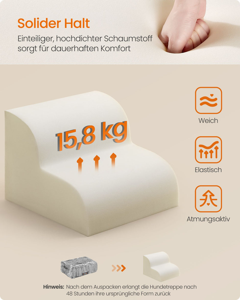 Hondentrap – 2 Treden – Schuim – Waterdicht en Antislip – Duifgrijs