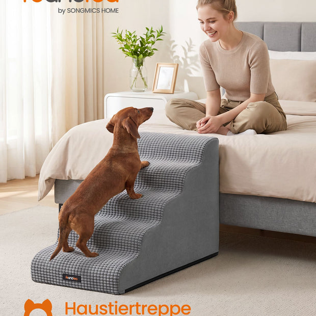 Hondentrap – 5 Treden – Schuim – Waterdicht en Antislip – Duifgrijs