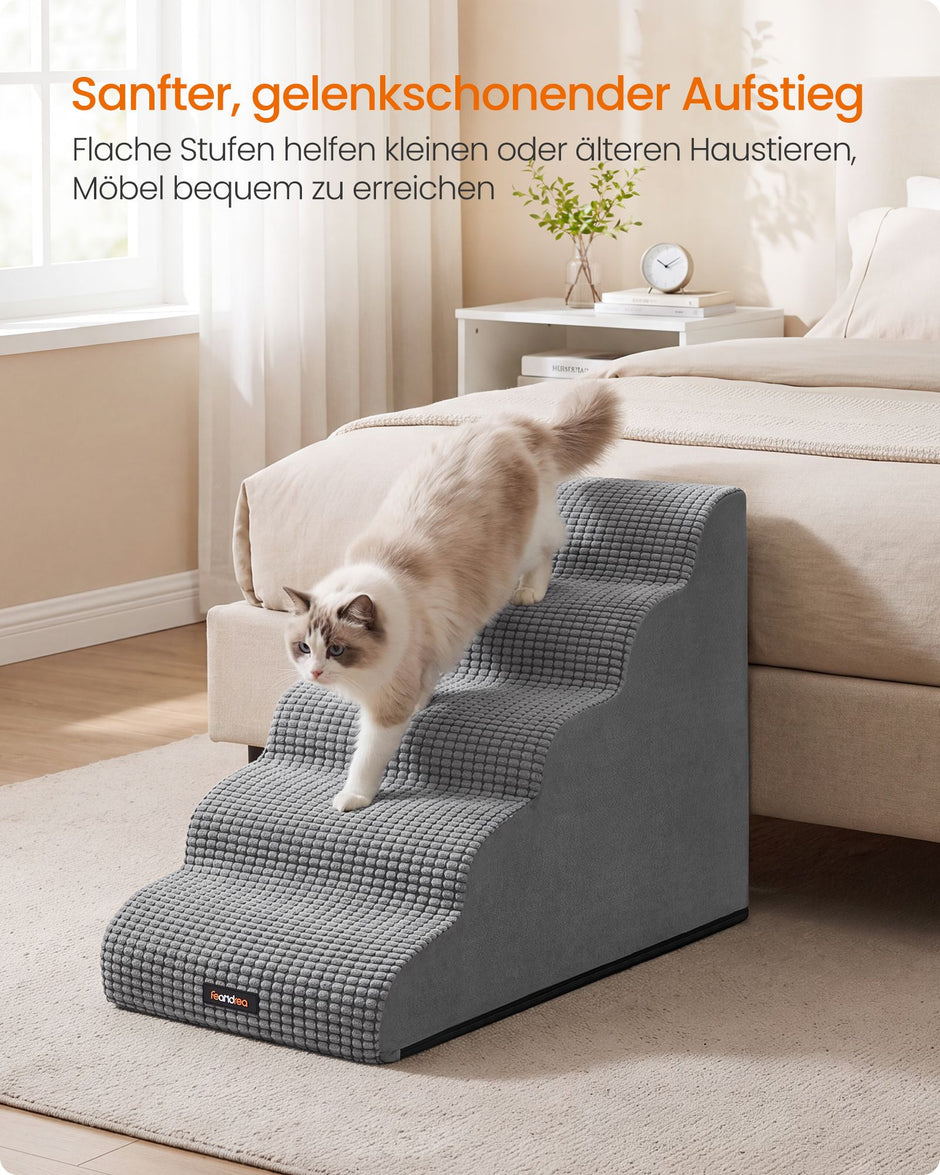 Hondentrap – 5 Treden – Schuim – Waterdicht en Antislip – Duifgrijs