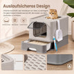 Kattenbak met Lade - Roestvrij Staal - 2 Ingangen - Met Schepje - Lichtgrijs