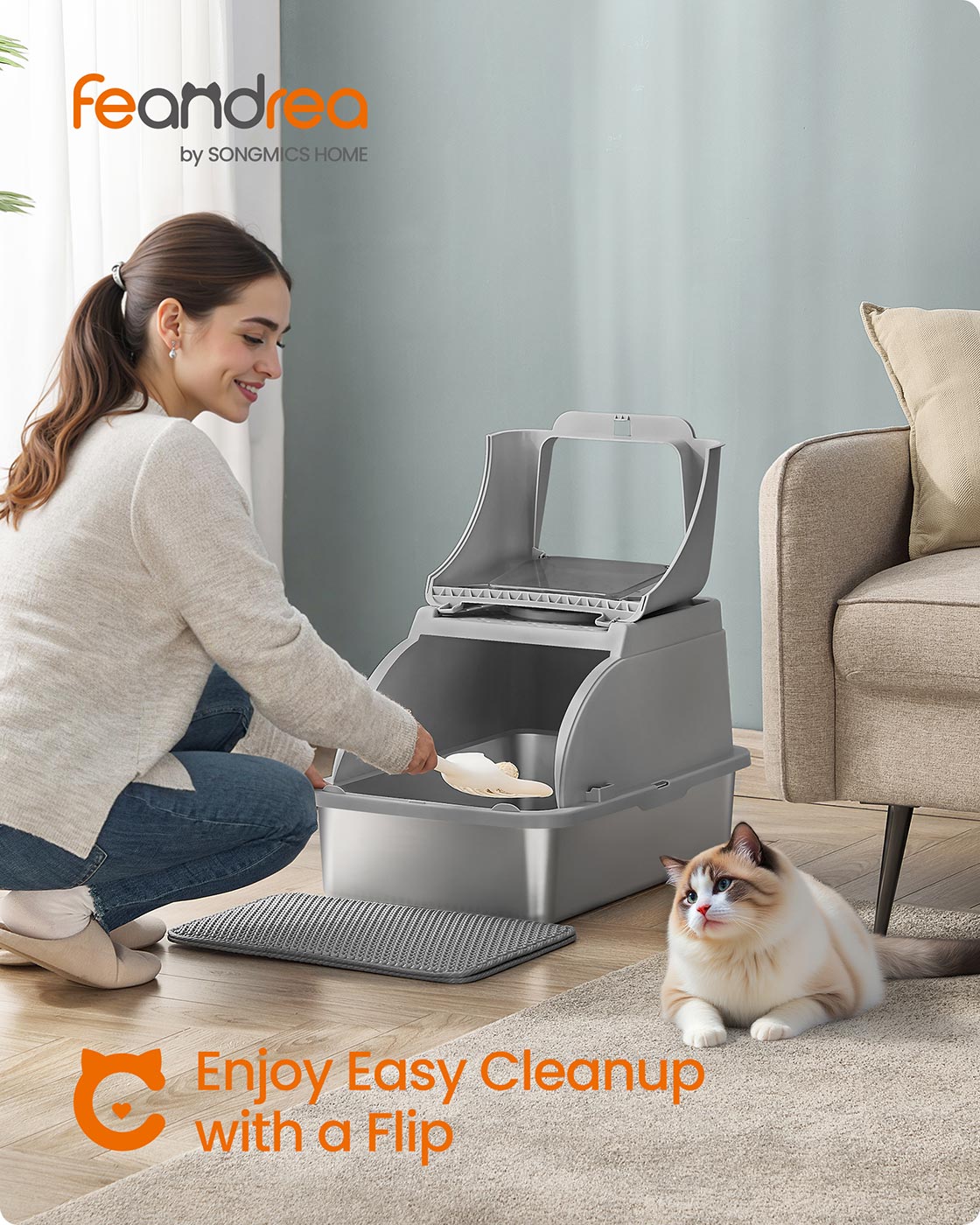 Kulllåda gjord av rostfritt stål med skopa och pensel, duvagrå