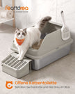 Kattenbak - Van Roestvrij Staal - Met Hoge Rand en Schep - Koffiebruin - 61 x 41 x 30,2 cm