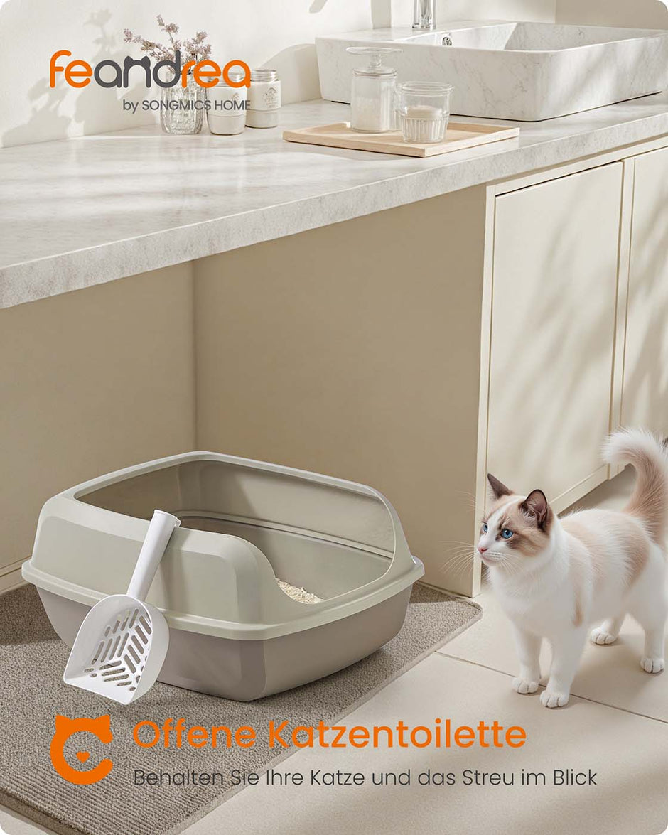 Kattlåda – Öppen modell – Höga sidor och skopa – Hygienisk design