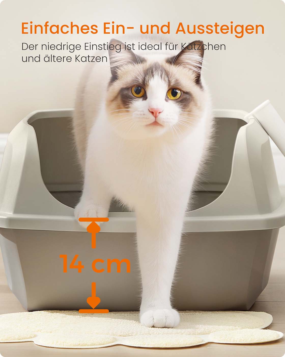 Kattlåda – Öppen modell – Höga sidor och skopa – Hygienisk design