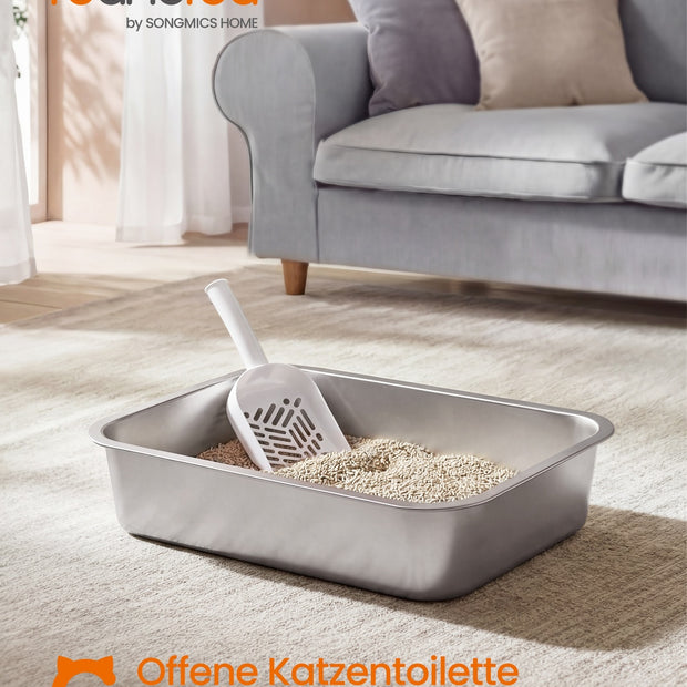 Kattenbak - 40 x 30 x 10 cm - Roestvrij staal - Zilver - Geschikt voor kittens en kleine katten