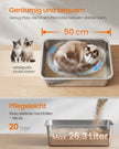 Kattenbak - 50 x 35 x 15 cm - roestvrij staal - zilver - voor middelgrote en grote katten