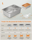 Kattenbak - 50 x 35 x 15 cm - roestvrij staal - zilver - voor middelgrote en grote katten