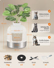 Kattenbak – Gesloten – XXL – RVS – Met Decoratieve Plant en Geurbeheersing – Wolkenwit en Zilver