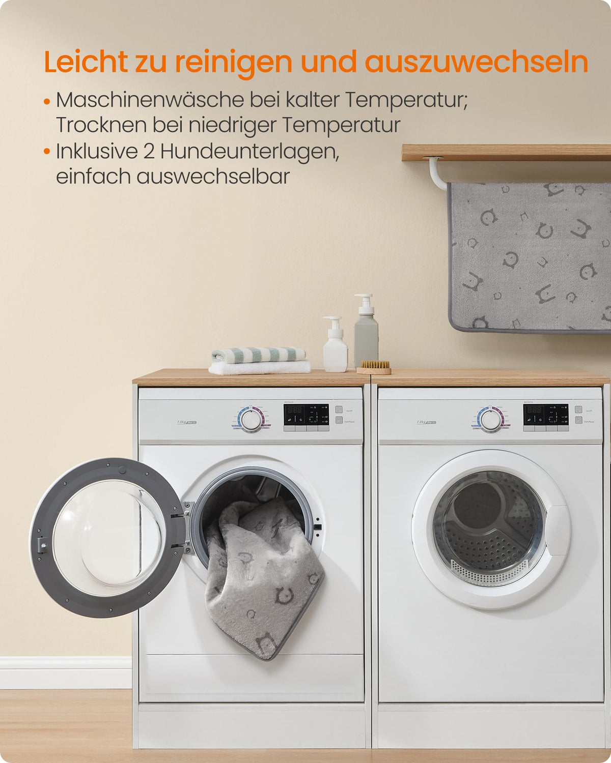 Wasbare Puppy Trainingsmatten – Set van 2 – Waterdicht en Antislip – 90 x 60 cm – Grijs
