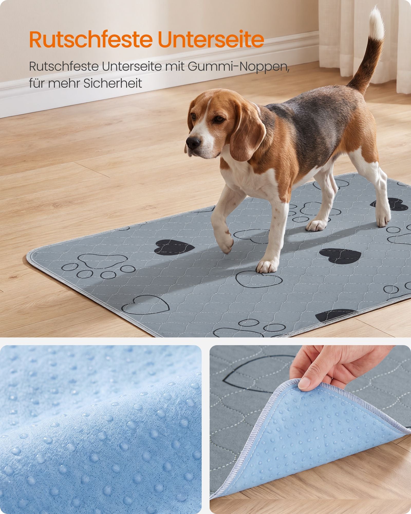 Puppy-onderlegger - Wasbaar en Lekvrij - 2-Delige Set - Grijs - 90 x 60 cm