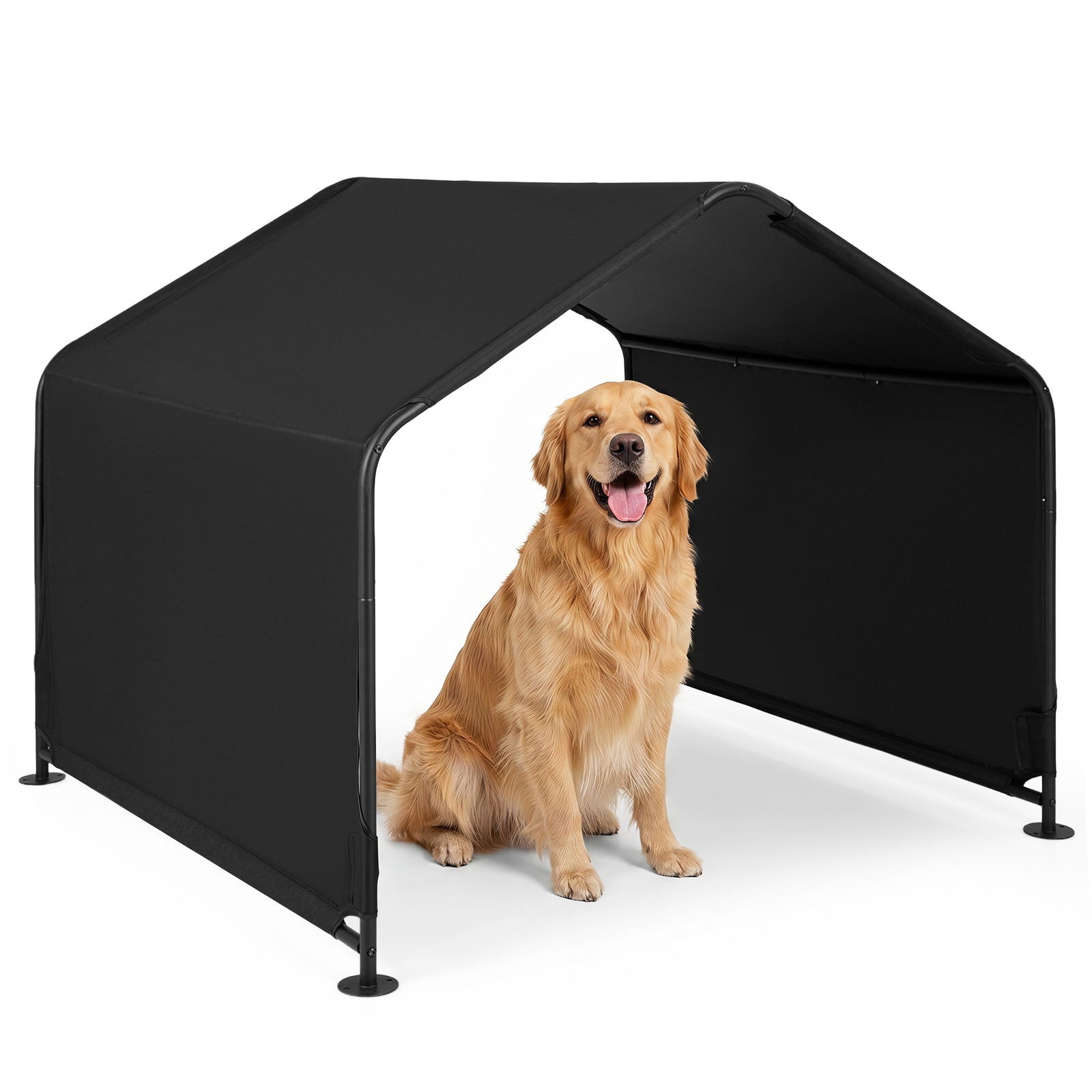 Hundkoja – Utomhus Hundtält för stora, och små hundar Husdjurtält vattenavvisande – 128 x 118 x 108 cm – Svart