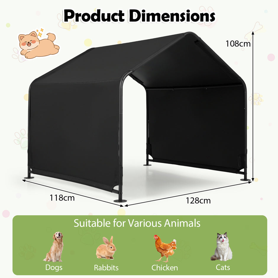 Hundkoja – Utomhus Hundtält för stora, och små hundar Husdjurtält vattenavvisande – 128 x 118 x 108 cm – Svart