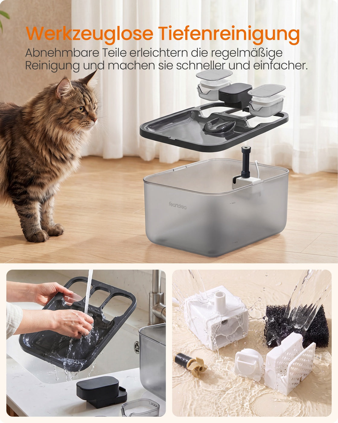 Kattenfontein - 4,5 Liter - Fluisterstil - 12 Filters - Zwart