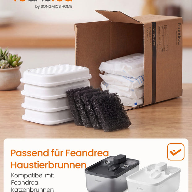 Vervangingsfilters - Set van 12 - Voor Kattenfontein - Actieve Kool - Wit