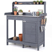 Planterbord – med rostfri plåt, trädgårdsarbetsbord låda, underskåp och hylla, cm, Grått – 112 x 46,5 x 125