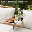 Polyrotting – trädgårdsbänk med dynor sits balkongbänk bord i härdat glas – 2 137 x 64 x 84 cm – Natur