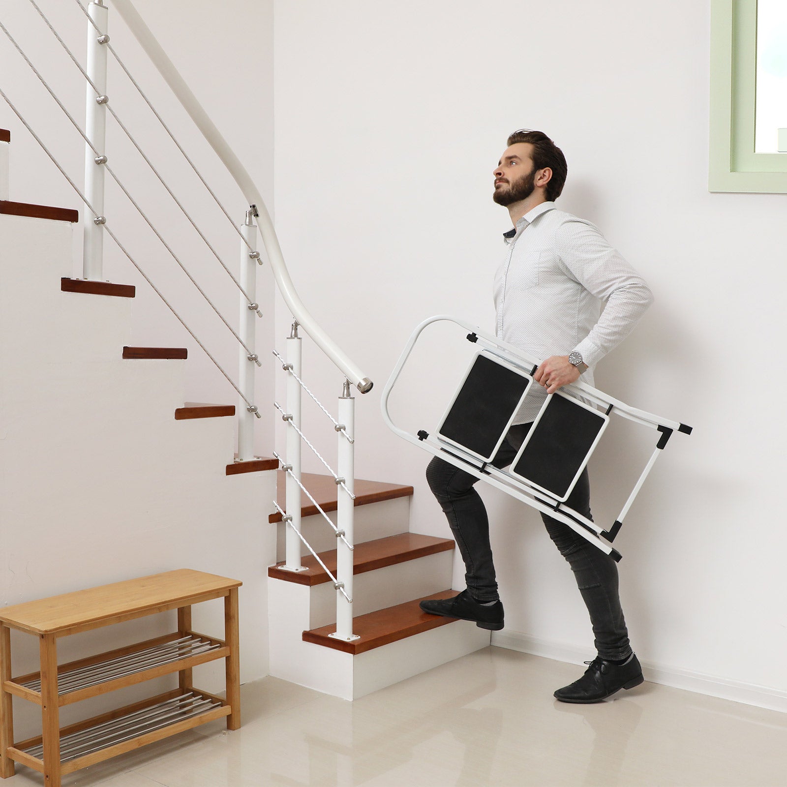 Stairladder - 2 steg - stegpall - metall