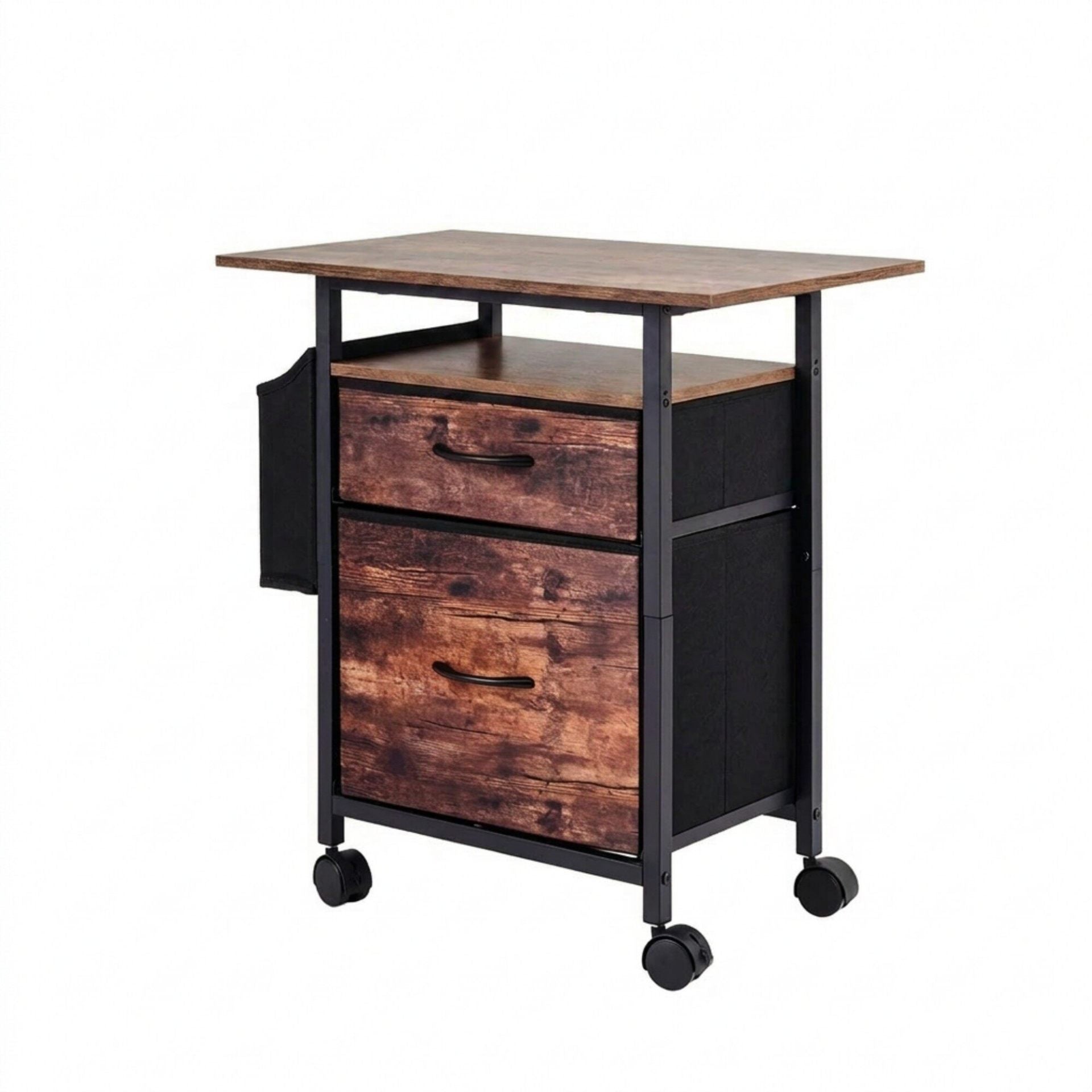 Rörlig – lådskåp, arkivskåp, smal nattduksbord på hjul – 61 x 38 x 66,5 cm