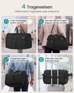 Opvouwbare Sporttas 50 L – Met Schoenenvak en Natvak – Weekendtas – Zwart