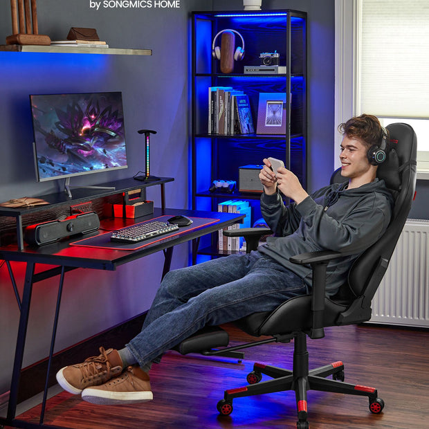 Ergonomisk kontorsstol med armstöd och dyna svartröd