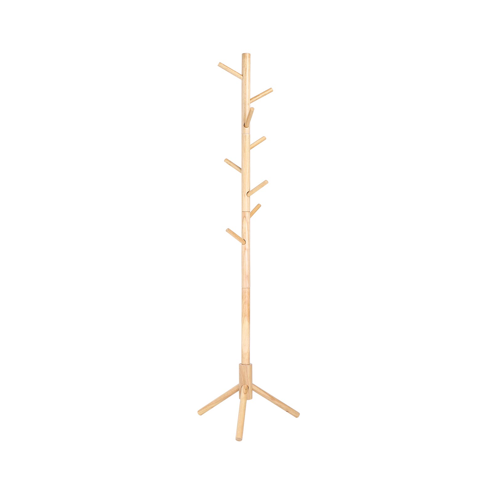 Standing Coat Rack - Tree Model - Solid Wood - 8 Hooks - 3 höjder